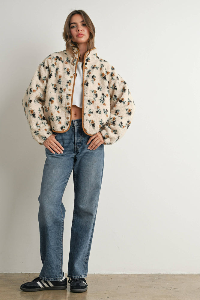Floral Fluffy Fleece Jacket