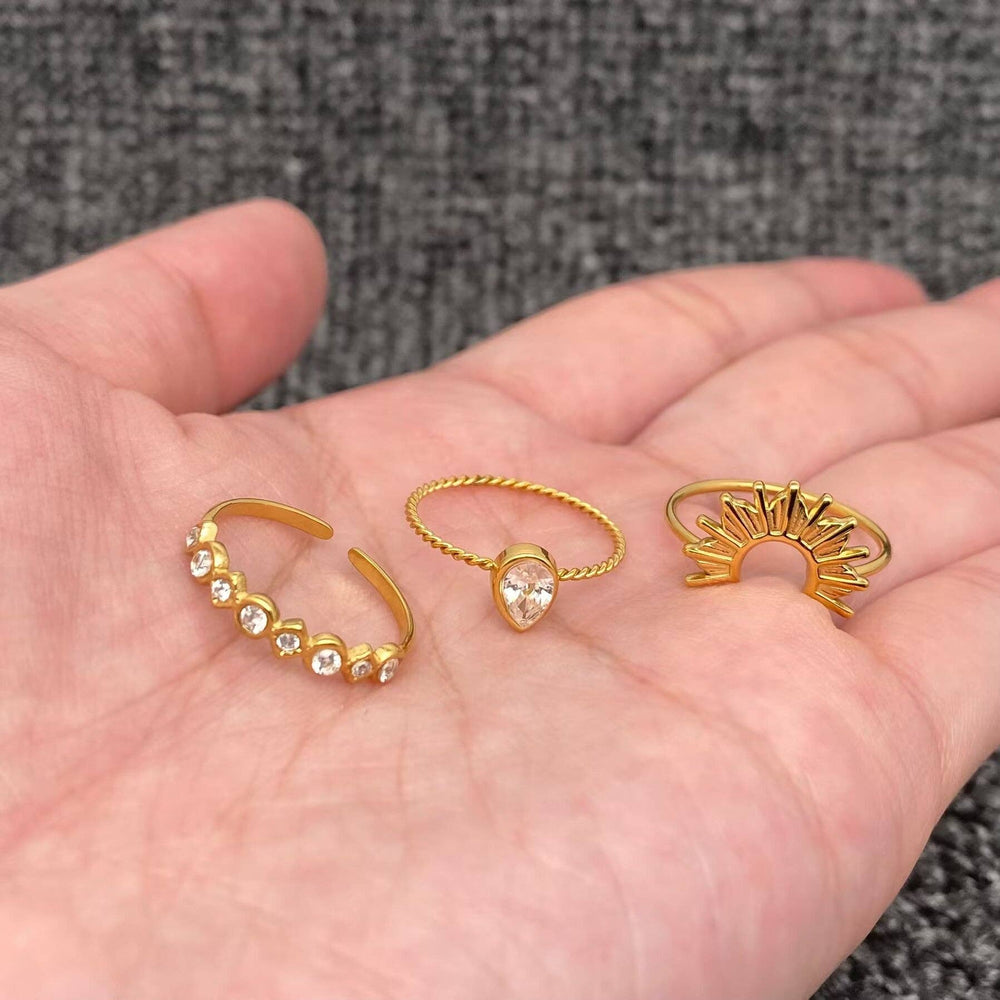 3 Pcs/set 18K Gold-plated Ring