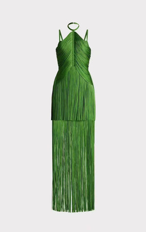Fringe Halter Maxi Dress