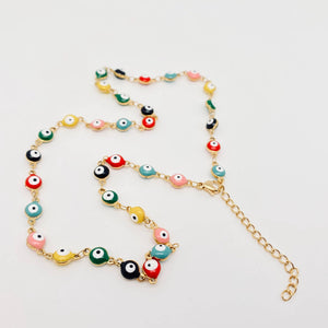Enamel Evil Eye Gold-plated Stainless Steel Necklace