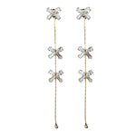 St Armands Designs of Sarasota - Diamond Bow Gold Duster Drop Earrings