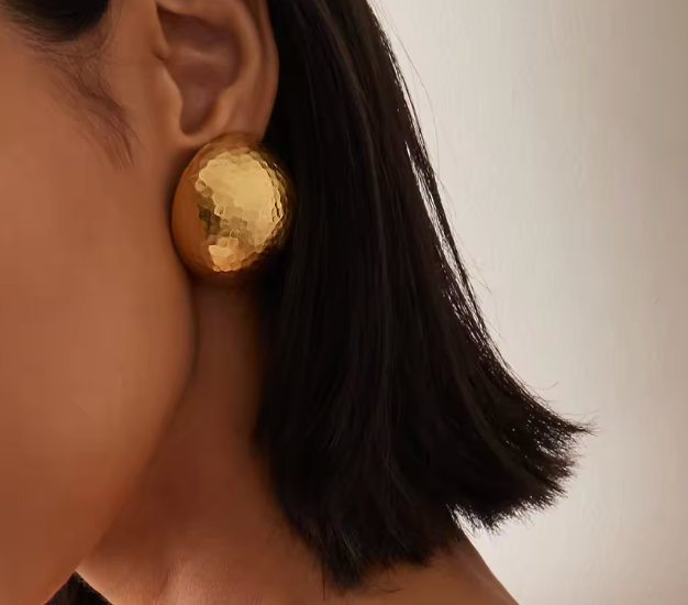 HoopLa Style - Pop It Button Stud Earrings, Earring Steel Leaver Back: Yellow Gold