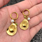 Pearl Hat Charm Huggie Earrings