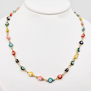 Enamel Evil Eye Gold-plated Stainless Steel Necklace