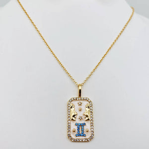 Zodiac Enamel 12 Constellation Inlaid Cubic Zirconia Necklace