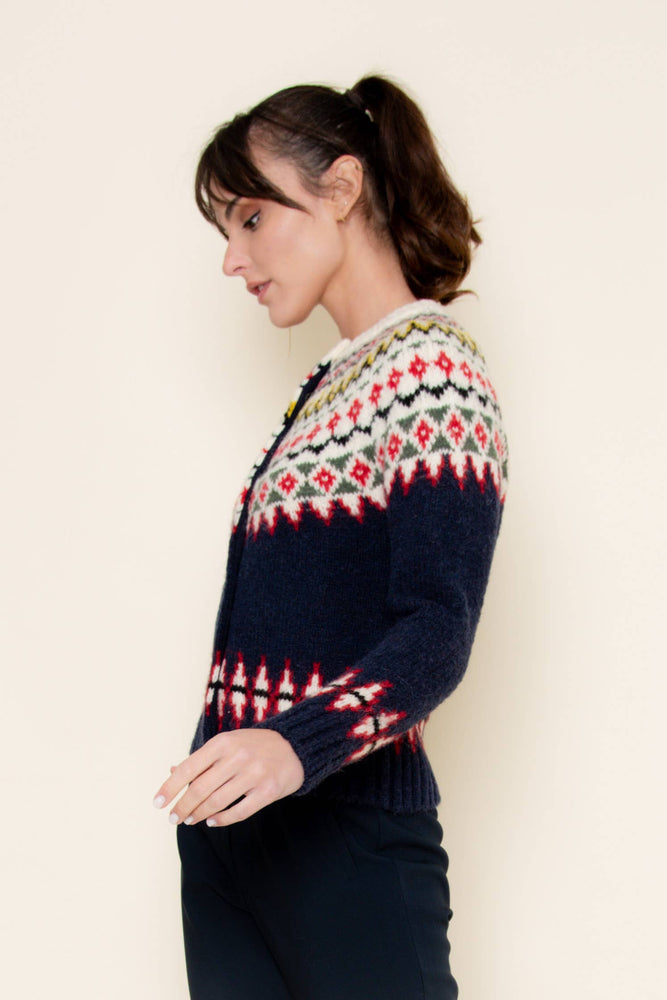 Fair Isle Knit Sweater Cardigan