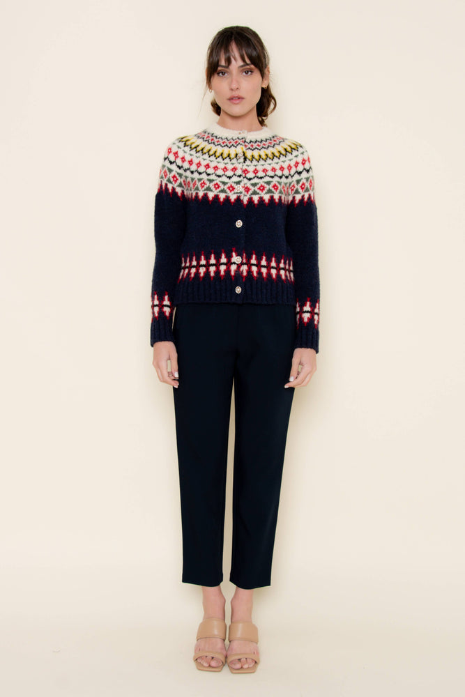 Fair Isle Knit Sweater Cardigan