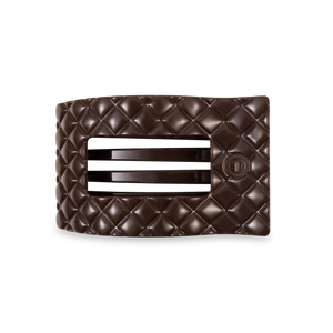TELETIES - Flat Rectangle Hair Clip | Medium | Truly Taupe Quilted