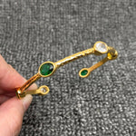 3 Tone Zircon 18K Gold Plated Stainless Steel Cuff