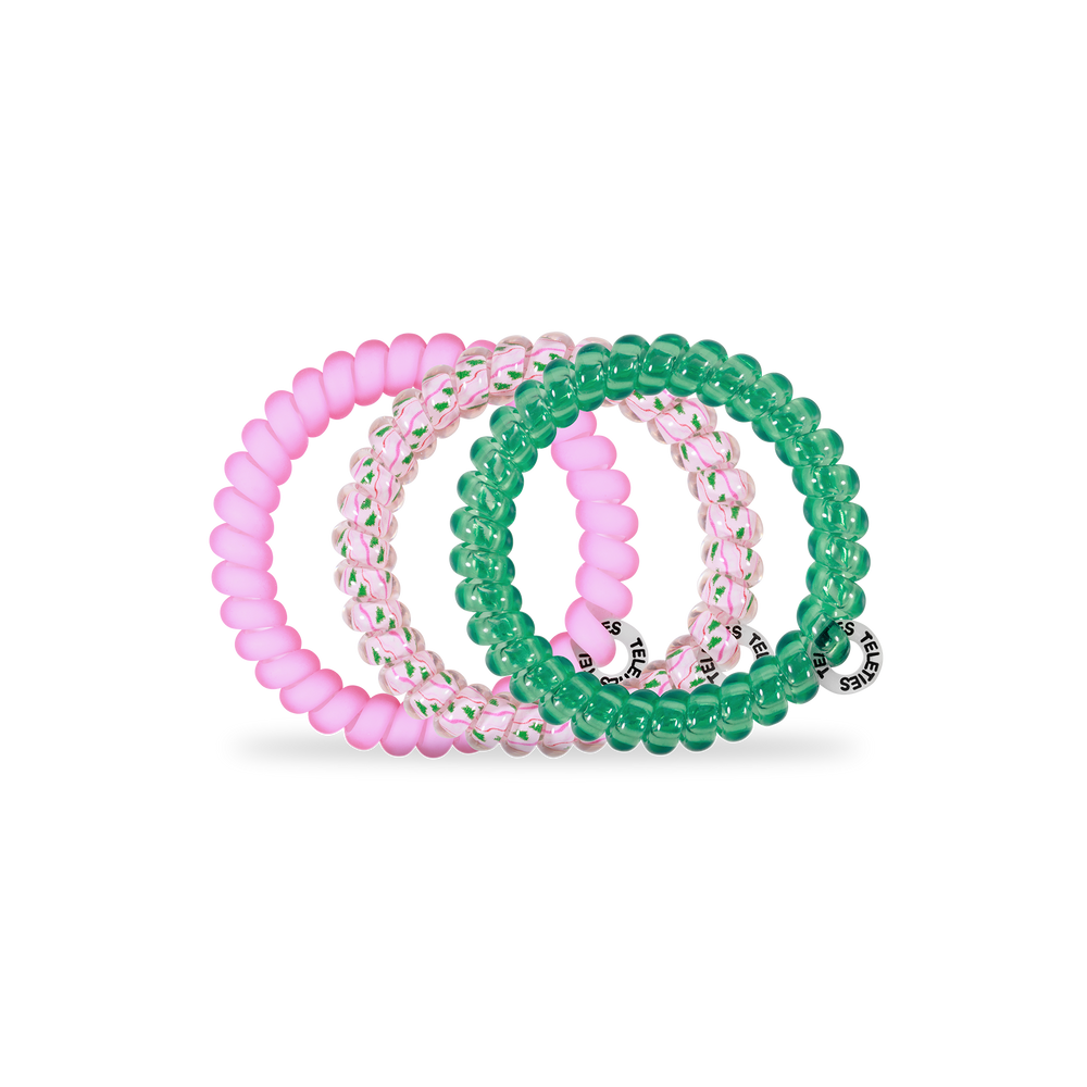 TELETIES - Spiral Hair Coils | Small | Merry Pinkmas Hair Ties