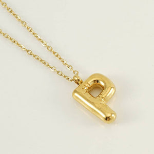 Bubble Shape Initial Pendant Necklace