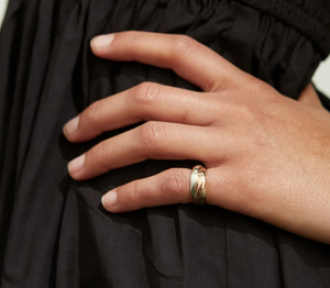 HoopLa Style - Triple Band Ring- 3 band Steel Ring 14K: 8