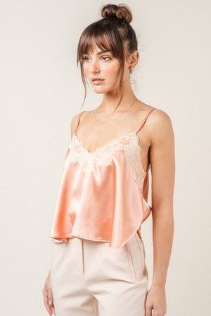 Peach Lace Slip Top