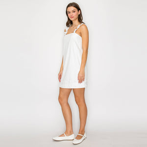 Lovely White Daisy Mini Dress
