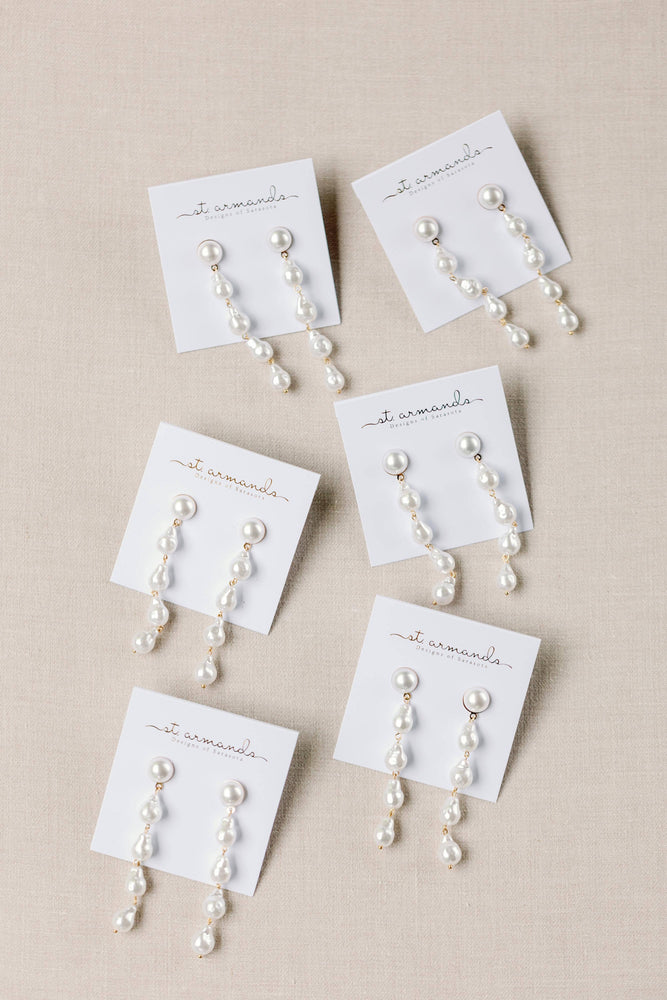 St Armands Designs of Sarasota - Natural Pearl Statement Drop Earrings
