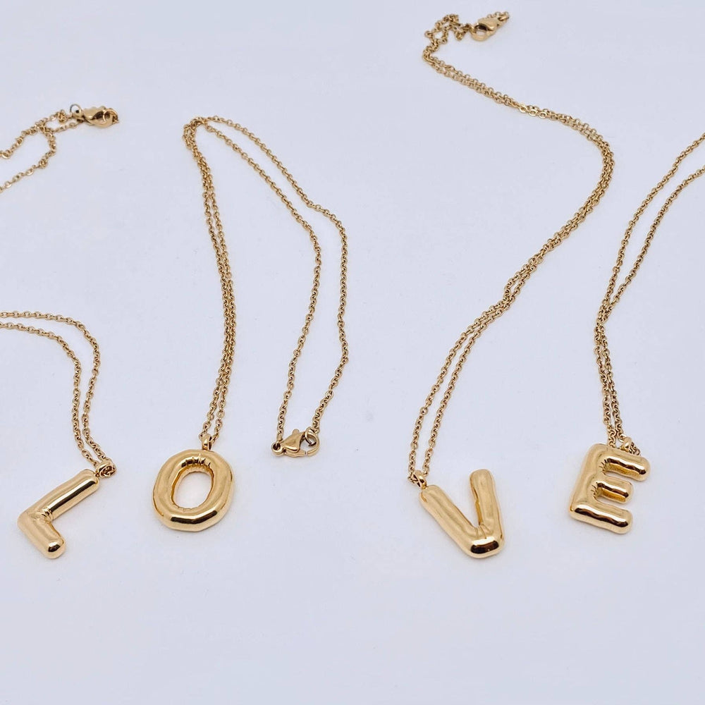 Bubble Shape Initial Pendant Necklace