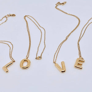Bubble Shape Initial Pendant Necklace