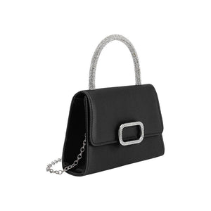Melie Bianco - Sadie Black Satin Top Handle Bag
