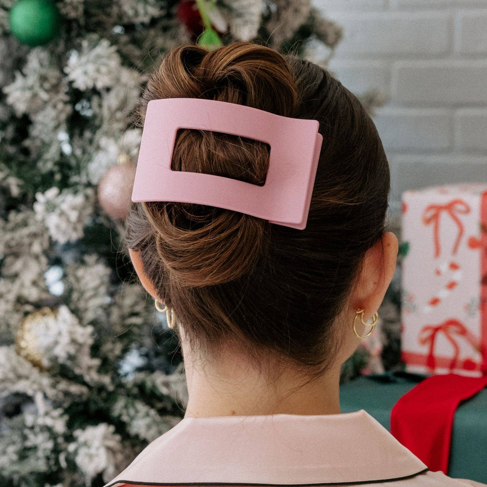 TELETIES - Flat Rectangle Hair Clip | Large | Merry Pinkmas