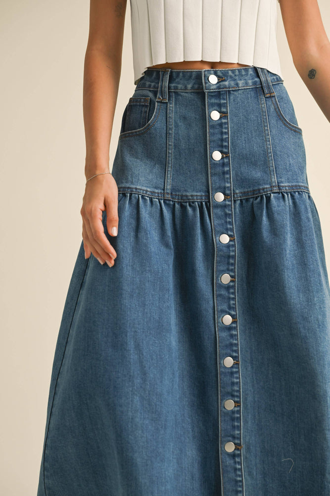 Buttondown Boho Denim Skirt