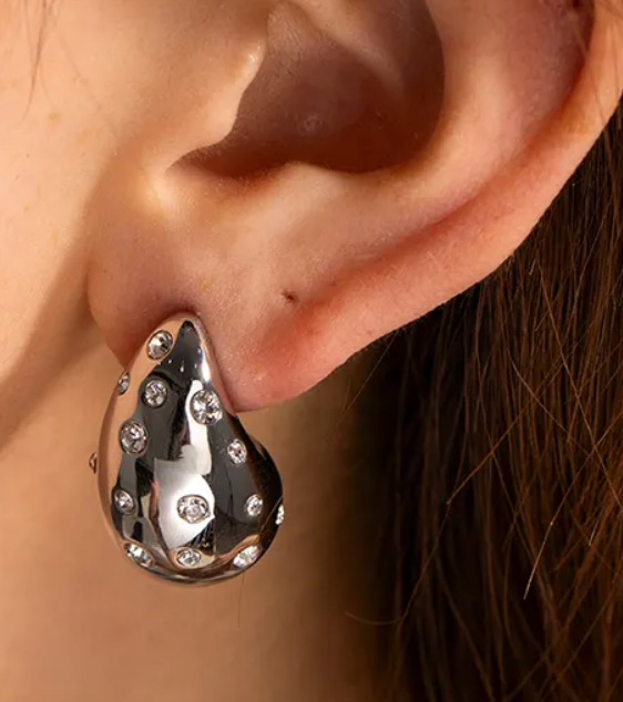 HoopLa - Icon Tear Drop-Stainless Steel and CZ: Yellow Gold