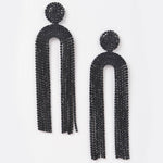 Black Symmetric Rhinestone Drop Earrings