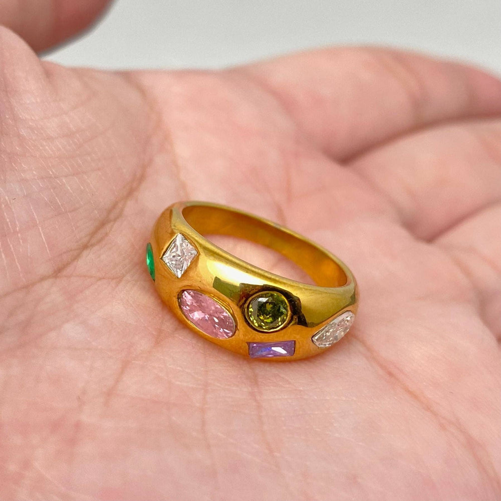 Colorful Zircon 18K Gold Plated Ring