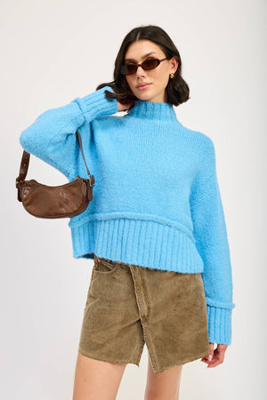 Blue Turtleneck Sweater