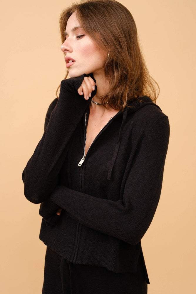 Chocolate Cashmere Hoodie Zip Up