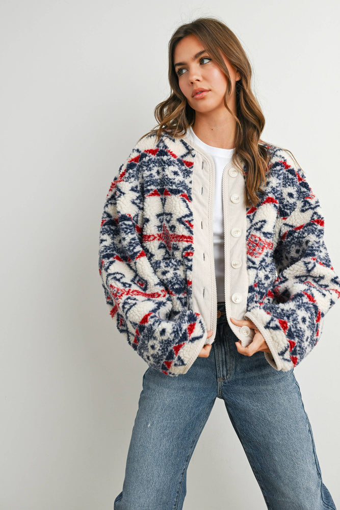 Cordoury and Fleece Long Sleeve Jacket