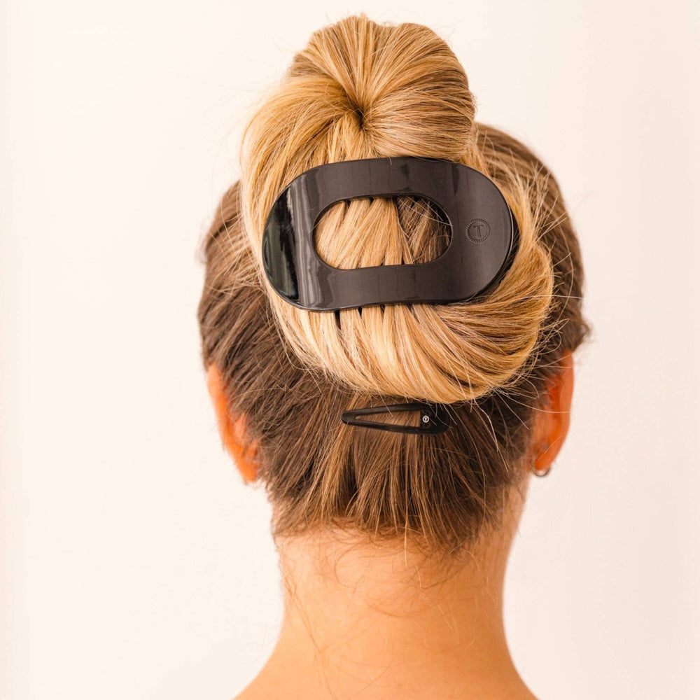 TELETIES - Round Flat Hair Clip | Large | Jet Black