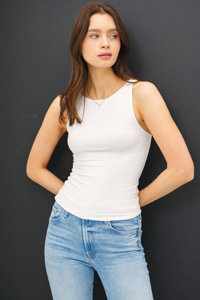 Boat Neck Tank: Off White