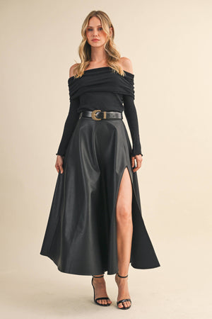 Vegan Black Maxi Skirt