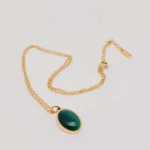 Oval Green Zircon Pendant Necklace
