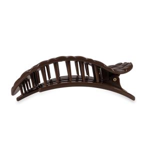 TELETIES - Flat Round Hair Clip | Large | Truly Taupe Quilted
