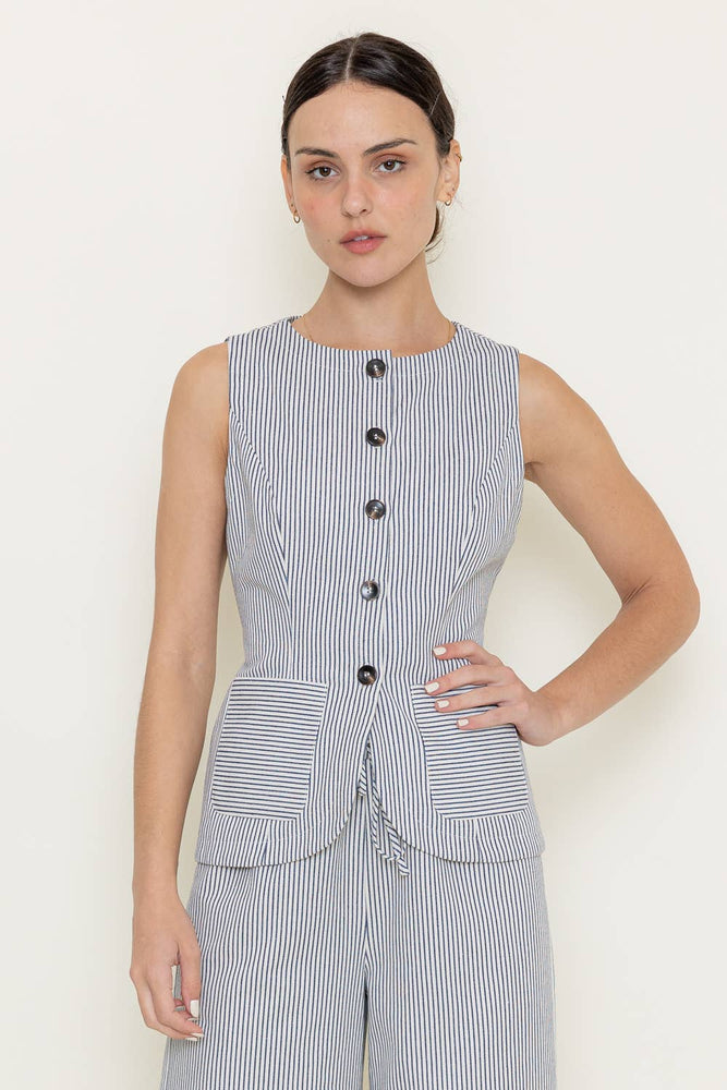 Striped Button Vest