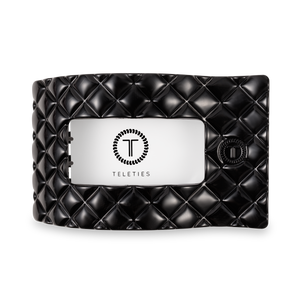 TELETIES - Flat Rectangle Hair Clip | Large | Jet Black Quilted