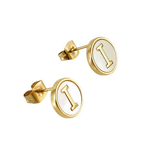 Shell Initial 18K Gold Plated Stainless Steel Ear Studs