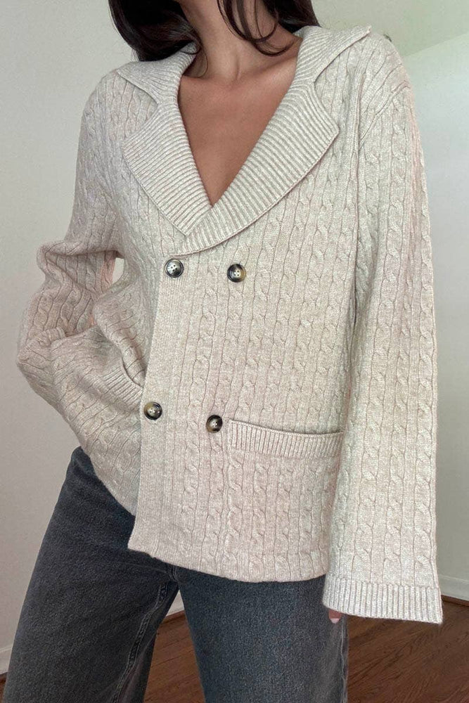 Oatmeal Cable Knit Cardigan