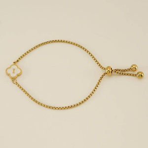 Initial Letter Four Leaf Clover Bracelet