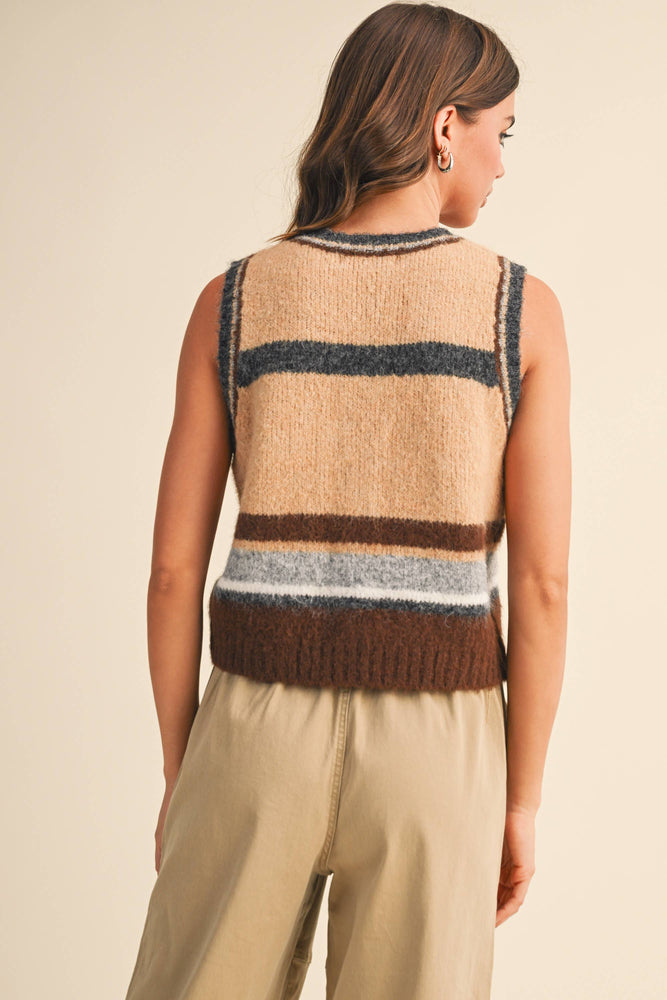 Striped Button Up Vest