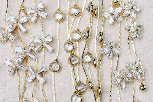 St Armands Designs of Sarasota - Diamond Bow Gold Duster Drop Earrings
