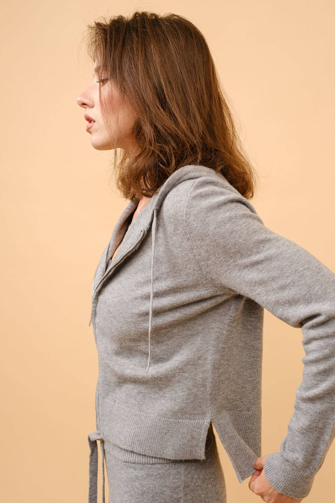 Chocolate Cashmere Hoodie Zip Up