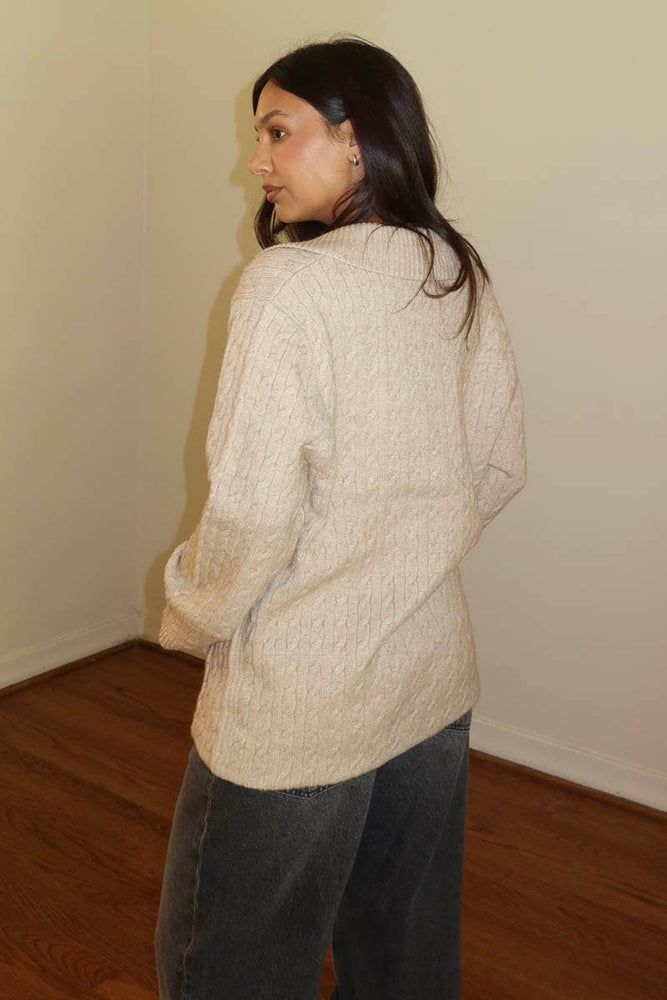Oatmeal Cable Knit Cardigan