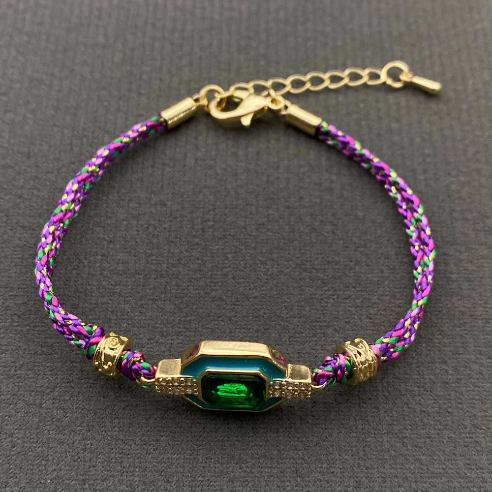 Boho zircon & Rhinestone Enamel Charm Rope Bracelet