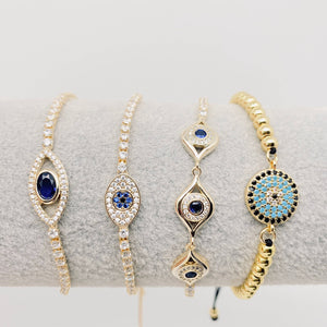 Triple Zircon Evil Eye Bracelet