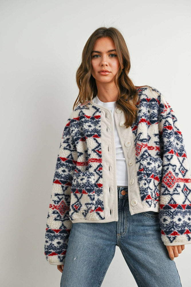 Cordoury and Fleece Long Sleeve Jacket