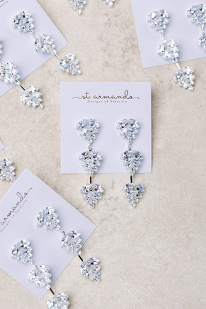 St Armands Designs of Sarasota - Silver Palm Diamond Drop Earrings