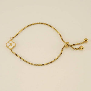 Initial Letter Four Leaf Clover Bracelet