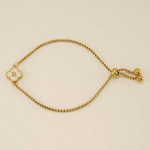 Initial Letter Four Leaf Clover Bracelet